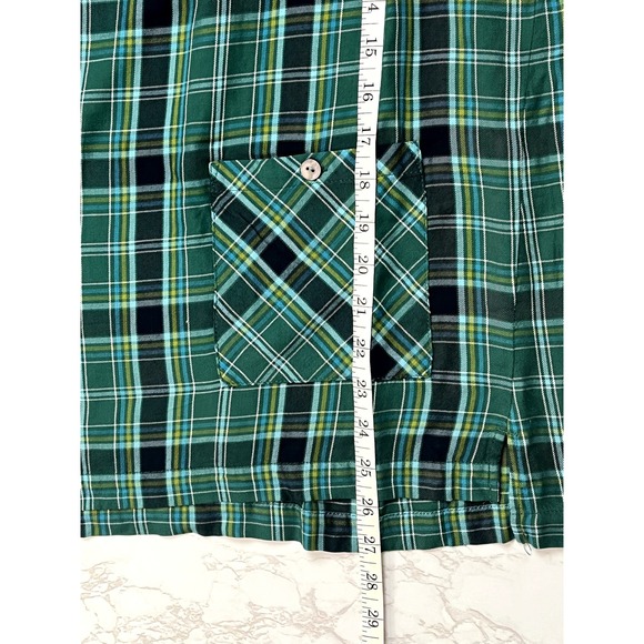 NWOT J. Jill Boat neck pullover top with 3/4 sleeves in green plaid, size S - Picture 7 of 8